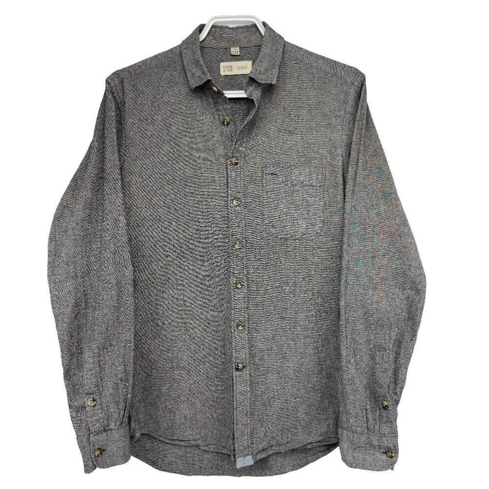 FRANK & OAK 100% Cotton Heather Gray Button-Down Shirt Size S